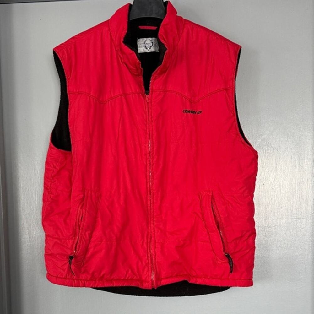 Cowboy Up Western Red Lined Zip Front Men's Vest sz Medium